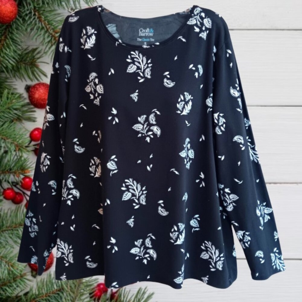 Croft & Barrow Womens The Classic Tee Top Pullover Long Sleeves Cotton Size XL